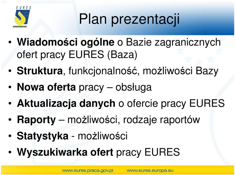 pracy obsługa Aktualizacja danych o ofercie pracy EURES Raporty