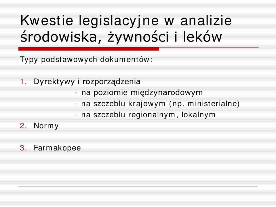 Dyrektywy i rozporządzenia - na poziomie międzynarodowym - na