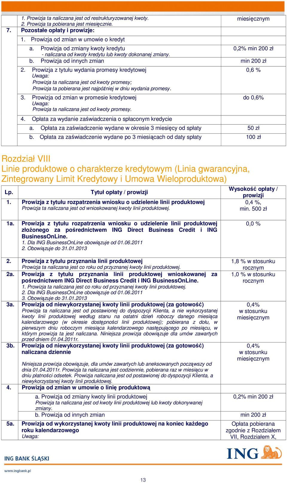 Prowizja z tytułu wydania promesy kredytowej Prowizja ta naliczana jest od kwoty promesy; Prowizja ta pobierana jest najpóźniej w dniu wydania promesy. 3.