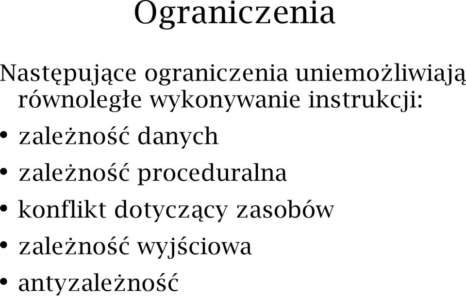 instrukcji: zależność danych zależność