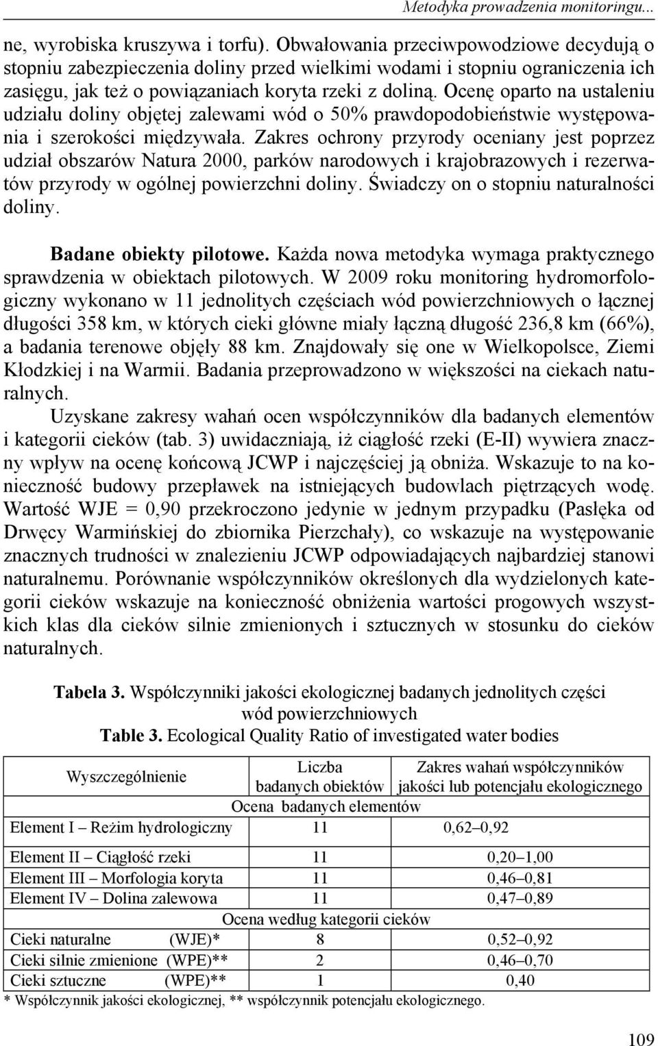 Ocenę oparto na ustaleniu udziału doliny objętej zalewami wód o 50% prawdopodobieństwie występowania i szerokości międzywała.