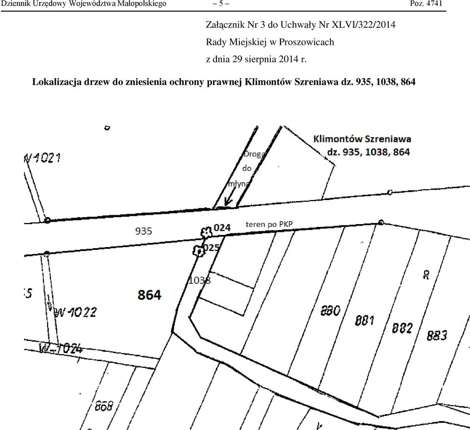 XLVI/322/2014 Lokalizacja drzew do zniesienia