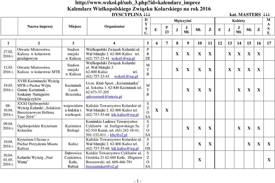 twarte istrzostwa a w kolarstwie przełajowym twarte istrzostwa a w kolarstwie VIII Koźminecki Wyścig o uchar Wójta Gminy Koźminek zukamy Następców limpijczyków I gólnopolski Wyścig Kolarski zlakiem