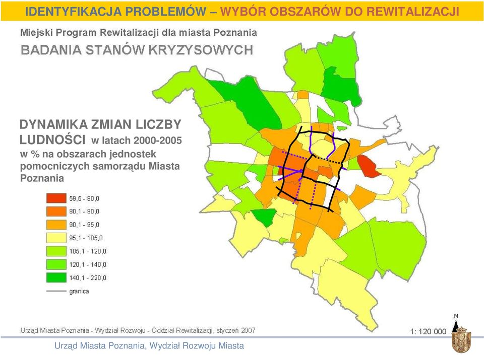 LUDNOŚCI w latach 2000-2005 w % na