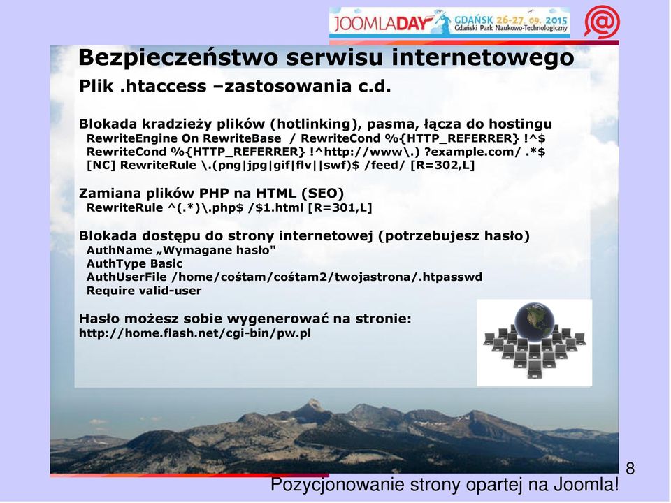 com/.*$ [NC] RewriteRule \.(png jpg gif flv swf)$ /feed/ [R=302,L] Zamiana plików PHP na HTML (SEO) RewriteRule ^(.*)\.php$ /$1.