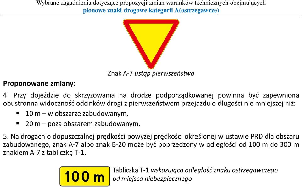 długości nie mniejszej niż: 10 m w obszarze zabudowanym, 20 m poza obszarem zabudowanym. 5.