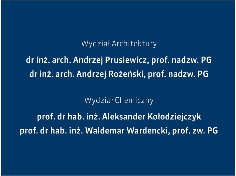 Andrzej Rożeński, prof. nadzw. PG Wydział Chemiczny prof.