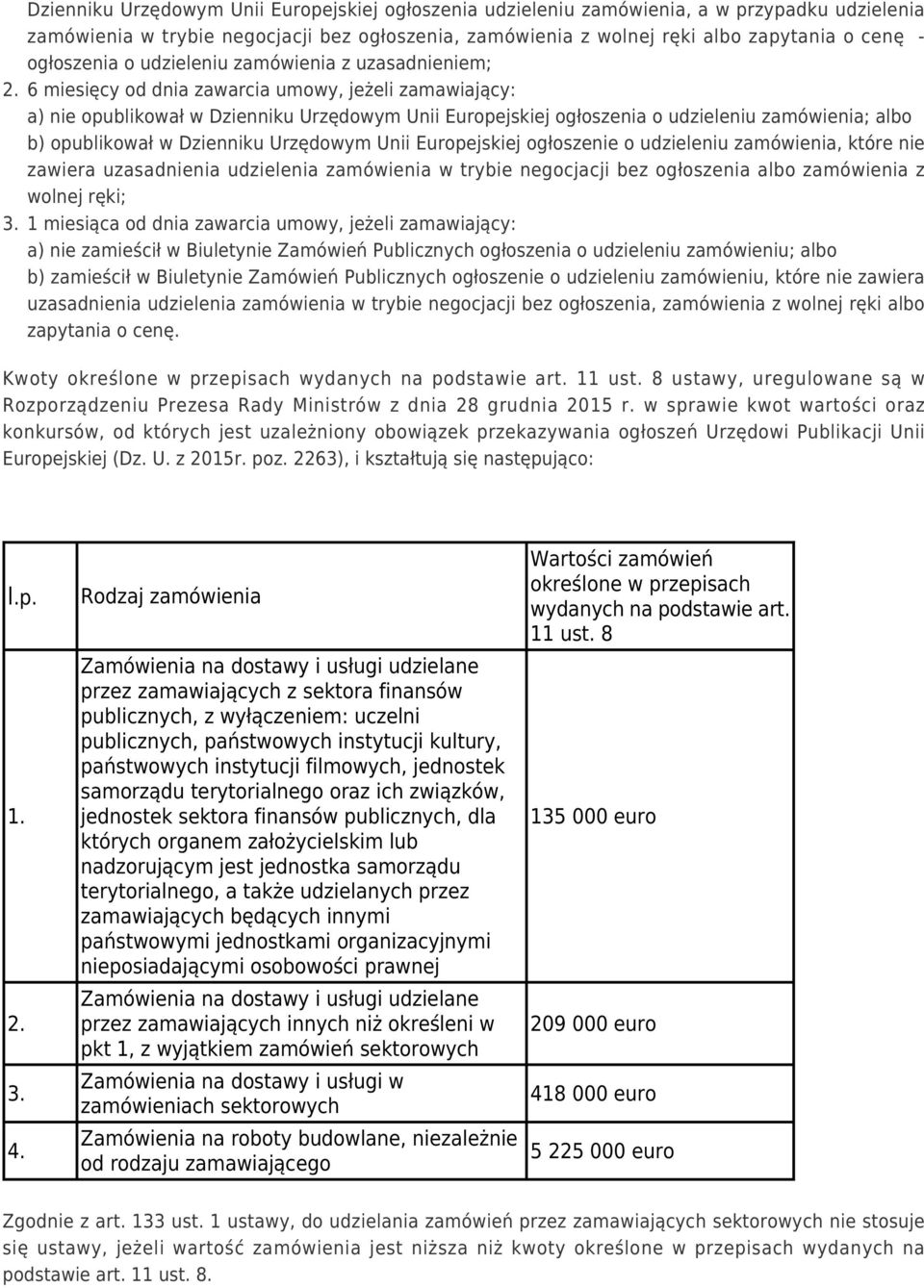 zamówienia; albo b) opublikował w Dzienniku Urzędowym Unii Europejskiej ogłoszenie o udzieleniu zamówienia, które nie zawiera uzasadnienia udzielenia zamówienia w trybie negocjacji bez ogłoszenia