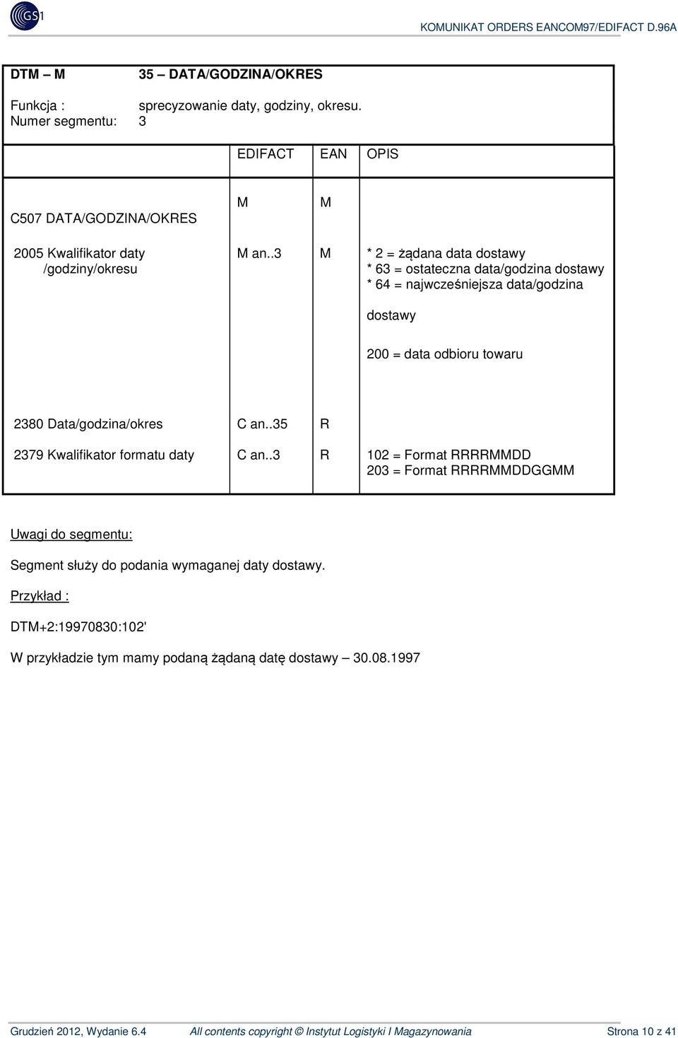 .3 M * 2 = żądana data dostawy * 63 = ostateczna data/godzina dostawy * 64 = najwcześniejsza data/godzina dostawy 200 = data odbioru towaru 2380 Data/godzina/okres C an.