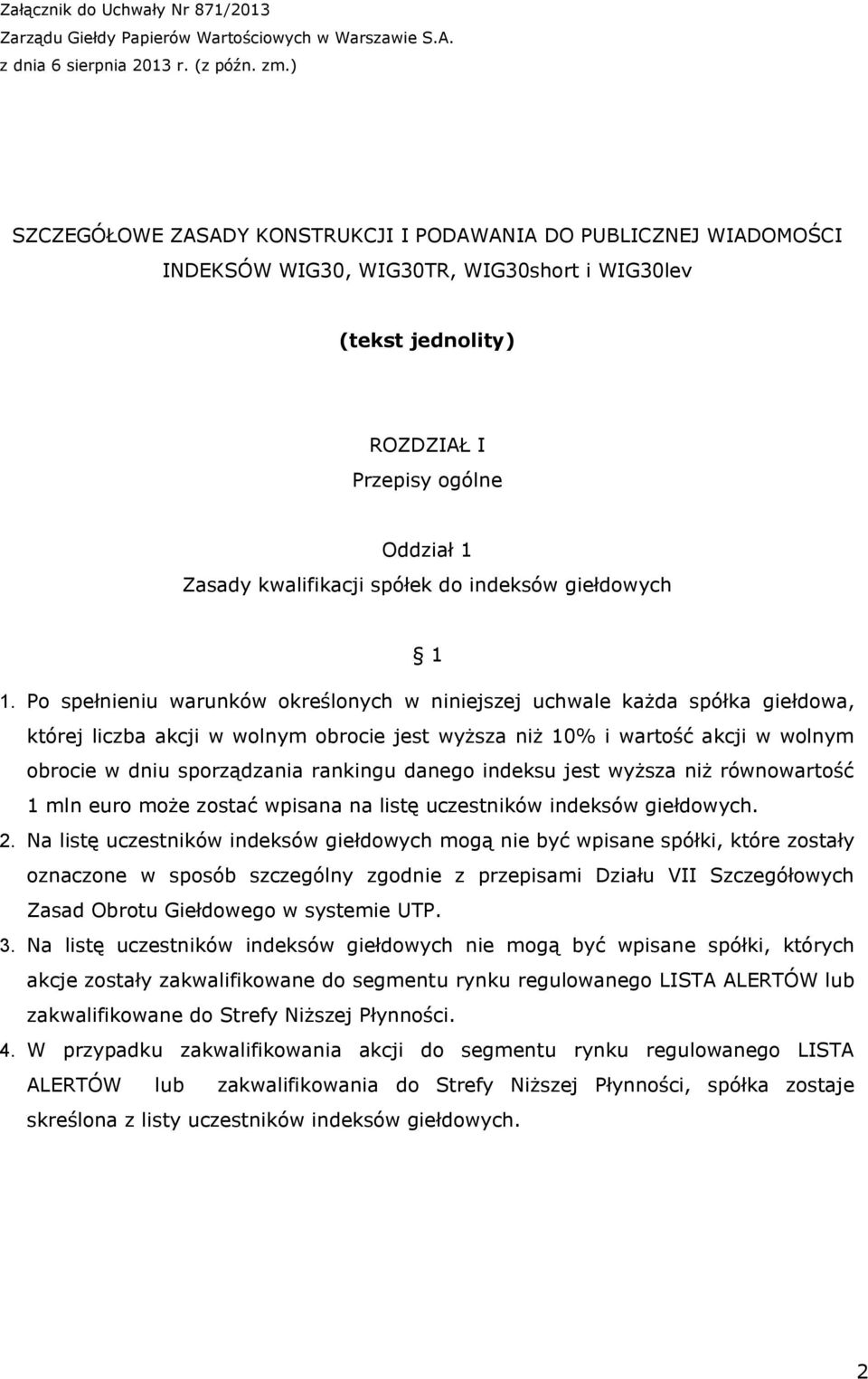 indeksów giełdowych 1 1.