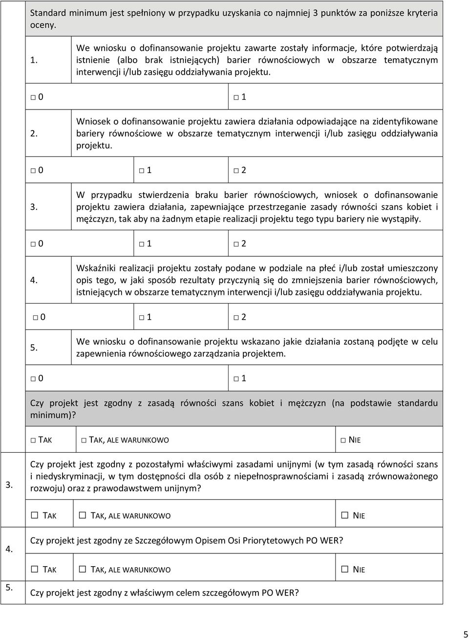 oddziaływania projektu. 0 1 2.