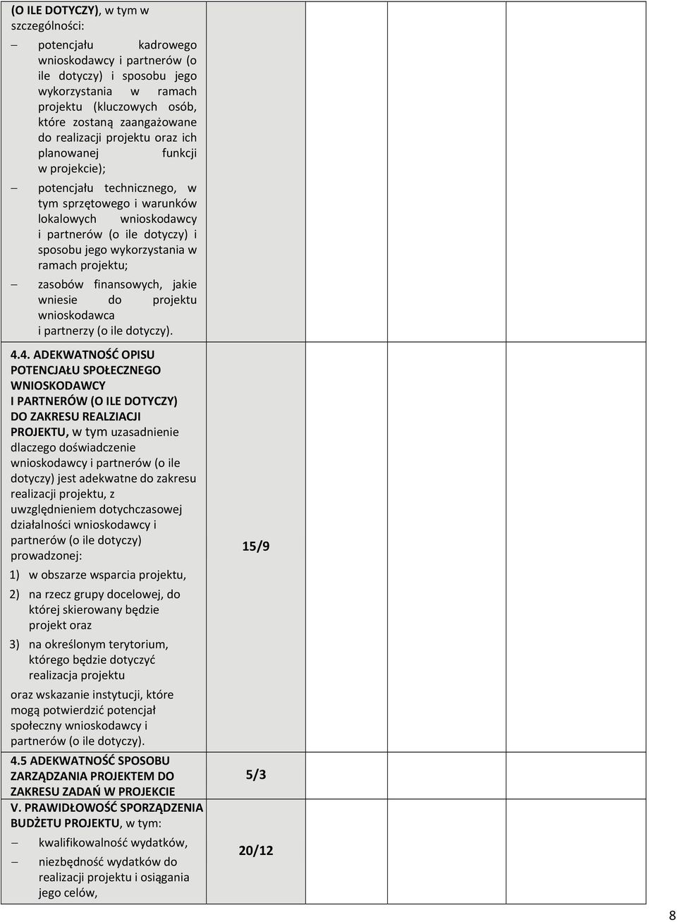 ramach projektu; zasobów finansowych, jakie wniesie do projektu wnioskodawca i partnerzy (o ile dotyczy). 4.