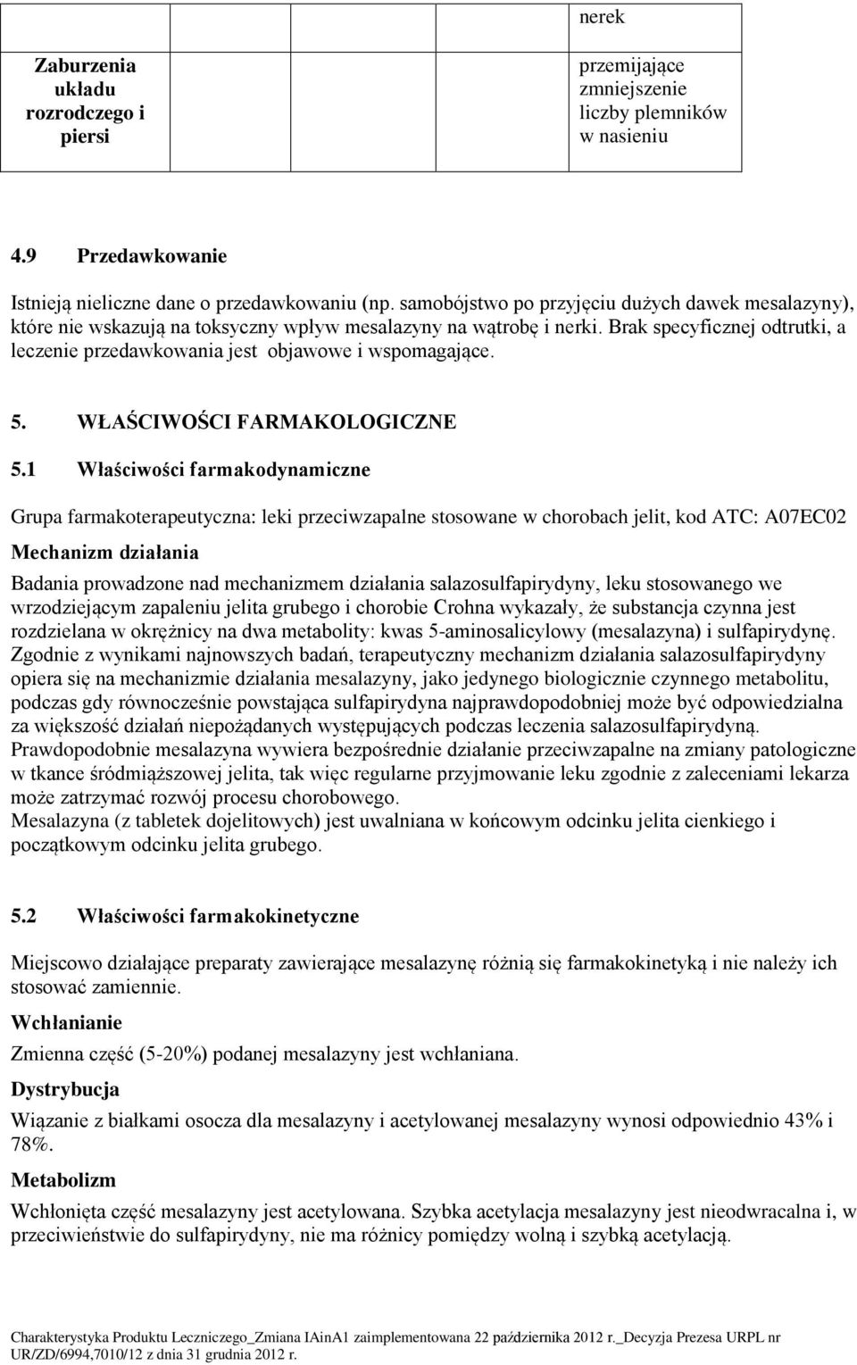 Brak specyficznej odtrutki, a leczenie przedawkowania jest objawowe i wspomagające. 5. WŁAŚCIWOŚCI FARMAKOLOGICZNE 5.