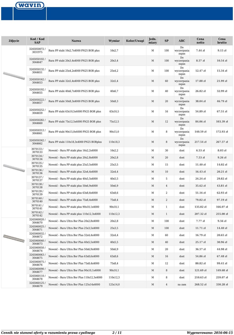 9 zł 67. zł 022 / 306 Rura PP stabi 7x2,x00 PN2 BOR plus 7x2, 2.06 zł 03.39 zł 0 / 3066 Rura PP stabi x,0x00 PN2 BOR plus x,0.9 zł 72.93 zł 032 / 30662 Rura PP stabi 0x,3x00 PN2 0x,3 27. zł 267.