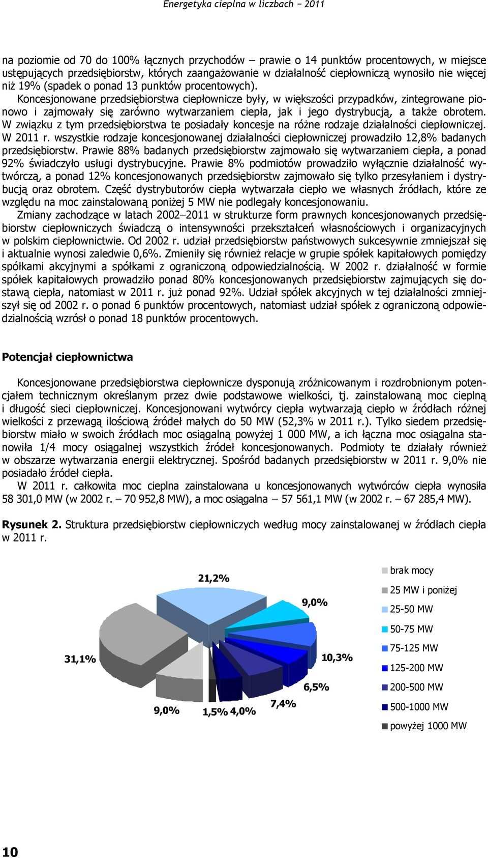 Koncesjonowane przedsiębiorstwa ciepłownicze były, w większości przypadków, zintegrowane pionowo i zajmowały się zarówno wytwarzaniem ciepła, jak i jego dystrybucją, a także obrotem.