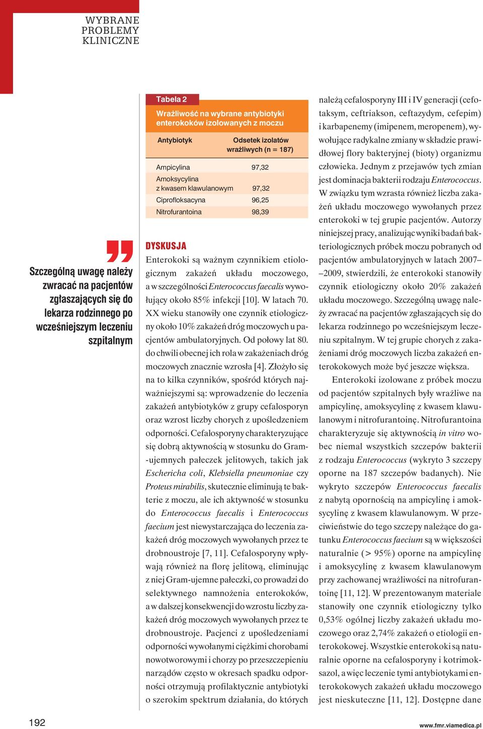 etiologicznym, a w szczególności Enterococcus faecalis wywołujący około 85% infekcji [10]. W latach 70.