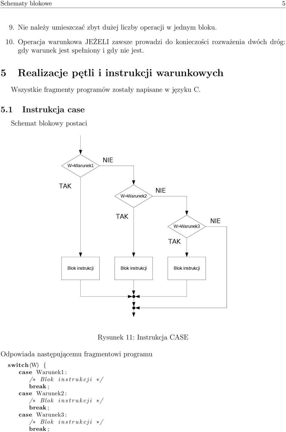 5 Realizacje pętli i instrukcji warunkowych Wszystkie fragmenty programów zostały napisane w języku C. 5.