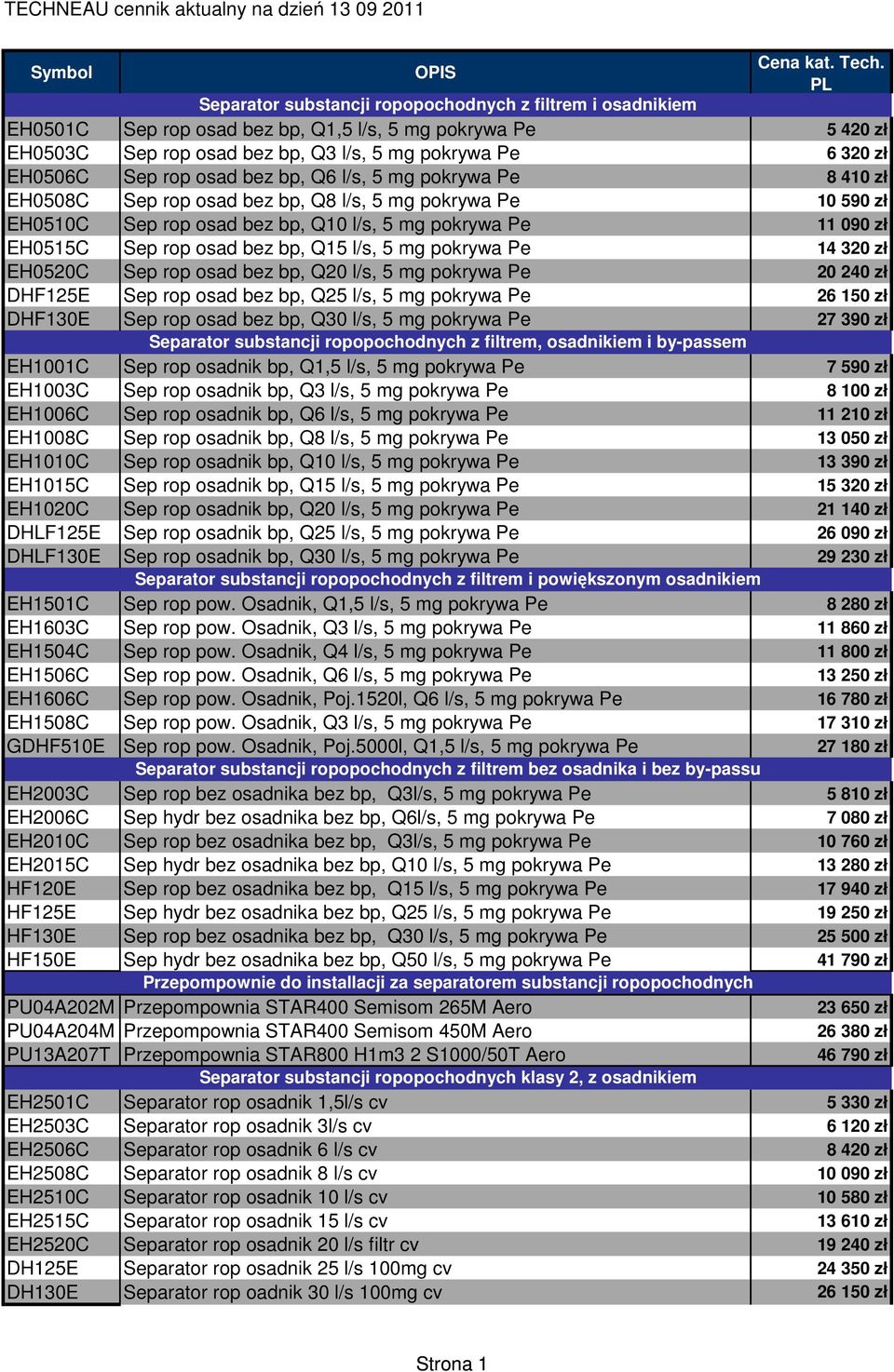 EH0506C Sep rop osad bez bp, Q6 l/s, 5 mg pokrywa Pe 8 410 z 0 0 EH0508C Sep rop osad bez bp, Q8 l/s, 5 mg pokrywa Pe 10 590 z 0 0 EH0510C Sep rop osad bez bp, Q10 l/s, 5 mg pokrywa Pe 11 090 z 0 0