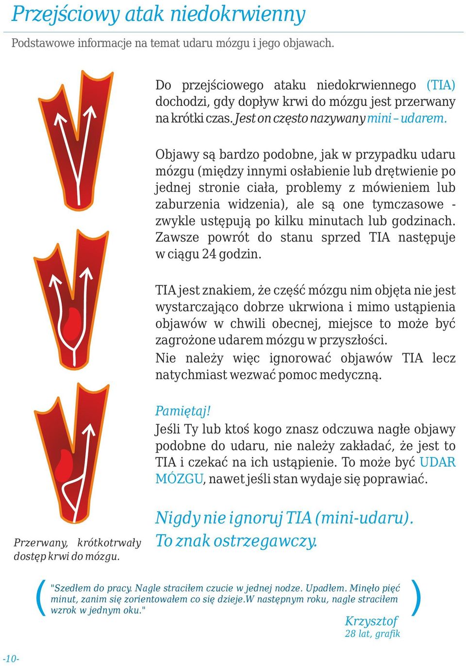 ustępują po kilku minutach lub godzinach. Zawsze powrót do stanu sprzed TIA następuje w ciągu 24 godzin.