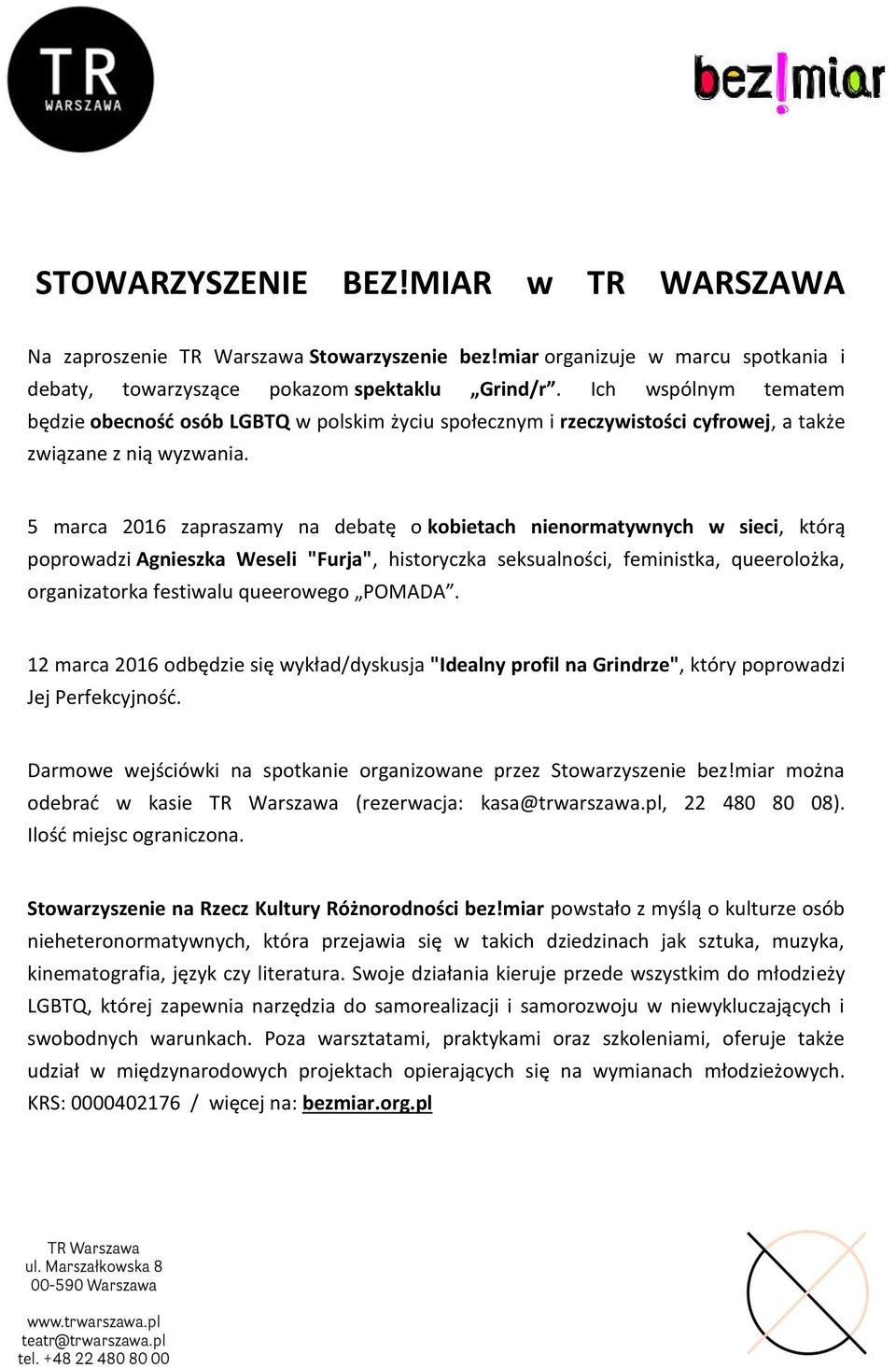 5 marca 2016 zapraszamy na debatę o kobietach nienormatywnych w sieci, którą poprowadzi Agnieszka Weseli "Furja", historyczka seksualności, feministka, queerolożka, organizatorka festiwalu queerowego