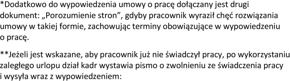 wypowiedzeniu o pracę.