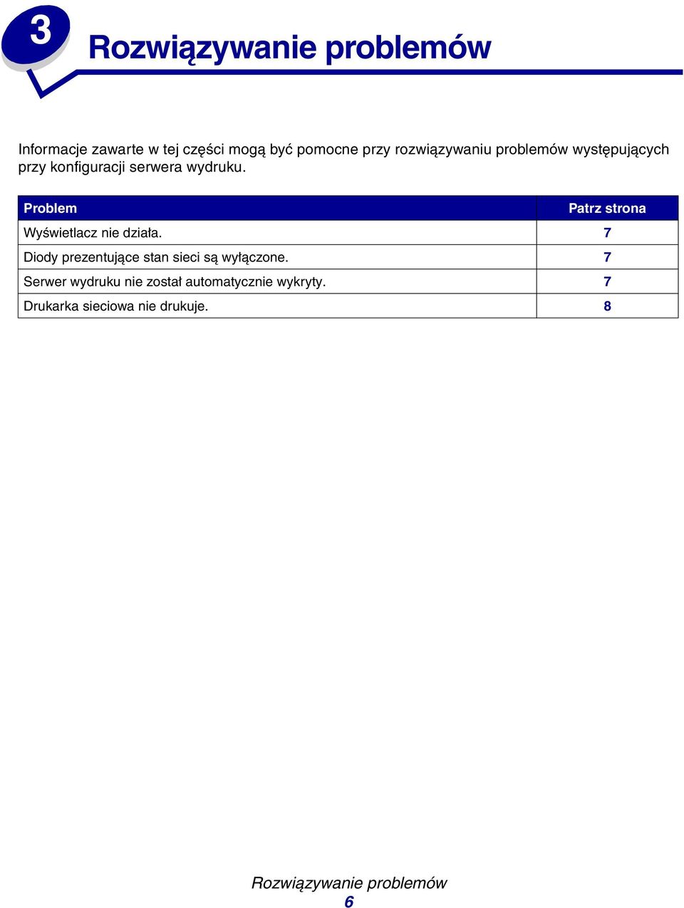 Problem Patrz strona Wyświetlacz nie działa.