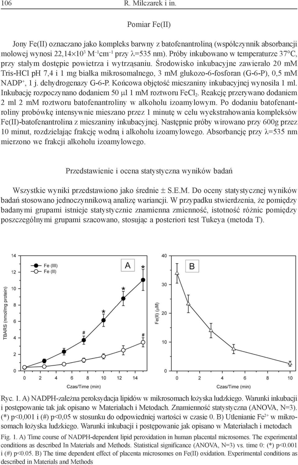 Środowisko inkubacyjne zawierało 20 mm Tris-HCl ph 7,4 i 1 mg białka mikrosomalnego, 3 mm glukozo-6-fosforan (G-6-P), 0,5 mm NADP +, 1 j. dehydrogenazy G-6-P.