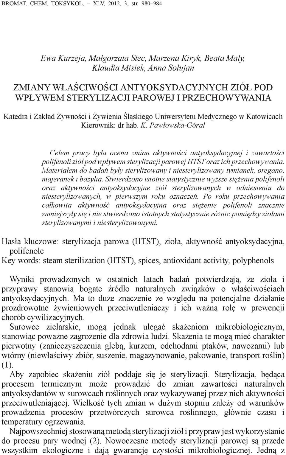 Zakład Żywności i Żywienia Śląskiego Uniwersytetu Medycznego w Ka