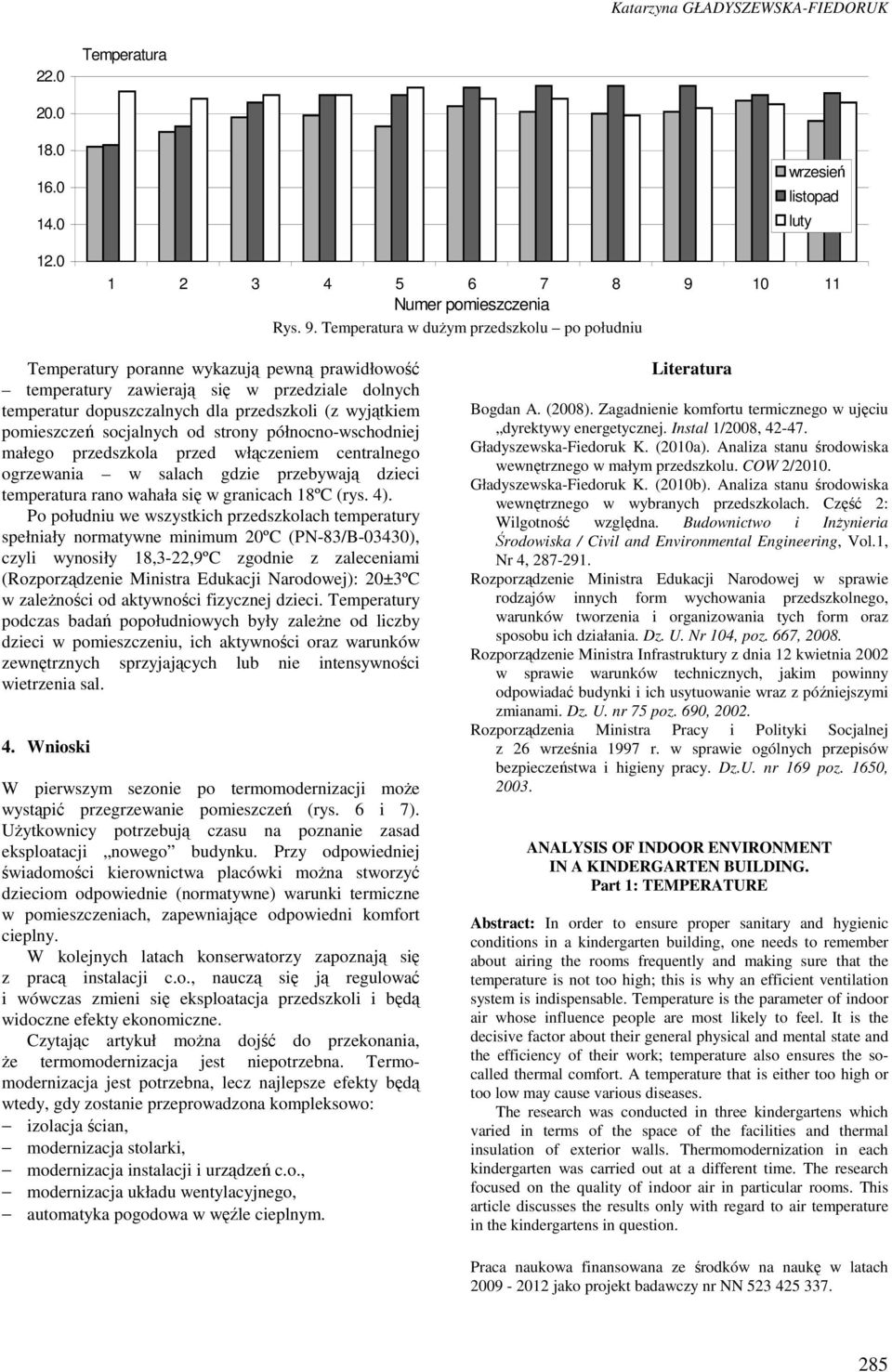 w dużym przedszkolu po południu Temperatury poranne wykazują pewną prawidłowość temperatury zawierają się w przedziale dolnych temperatur dopuszczalnych dla przedszkoli (z wyjątkiem pomieszczeń