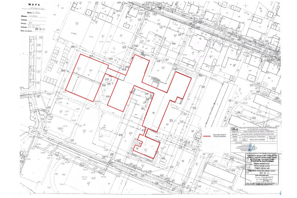 pl Gmina i Miasto Złotów; Al. Piasta 1, 77-400 Złotów OCIEPLENIE ŚCIAN- TERMOMODERNIZACJA BUDYNKU ADRES ul. Królowej Jadwigi 54; 77-400 Złotów SKALA 1:500 y / 08.2015r. rysunku SZKIC USYTUOWANIA /.