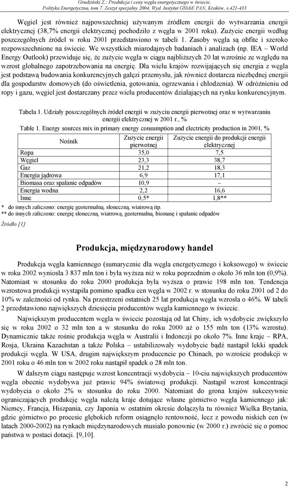 IEA World Energy Outlook) przewiduje się, że zużycie węgla w ciągu najbliższych 20 lat wzrośnie ze względu na wzrost globalnego zapotrzebowania na energię.