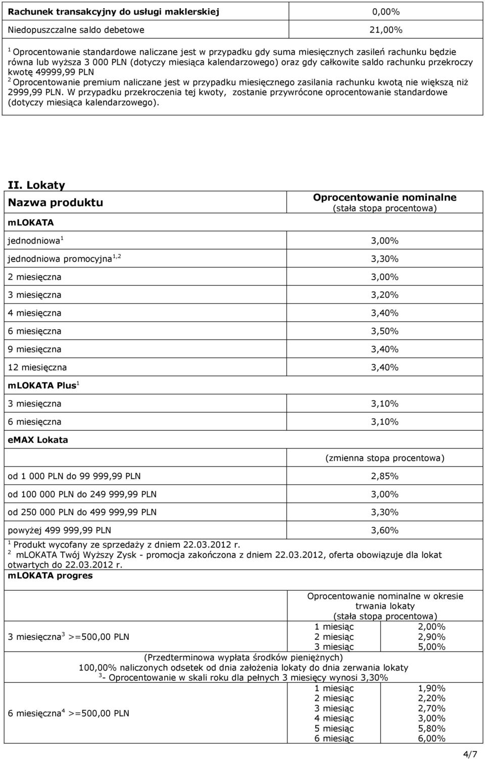 kwotą nie większą niż 2999,99 PLN. W przypadku przekroczenia tej kwoty, zostanie przywrócone oprocentowanie standardowe (dotyczy miesiąca kalendarzowego). II.