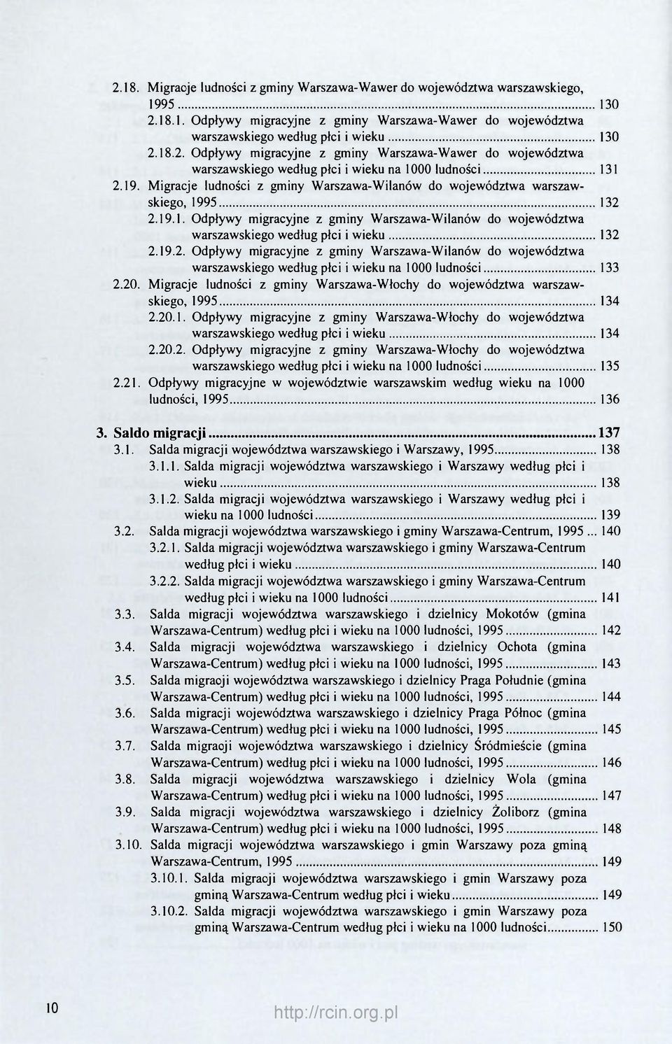 2.19.1. Odpływy migracyjne z gminy Warszawa-Wilanów do województwa warszawskiego według płci i wieku 132 2.19.2. Odpływy migracyjne z gminy Warszawa-Wilanów do województwa warszawskiego według płci i wieku na 1000 ludności 133 2.