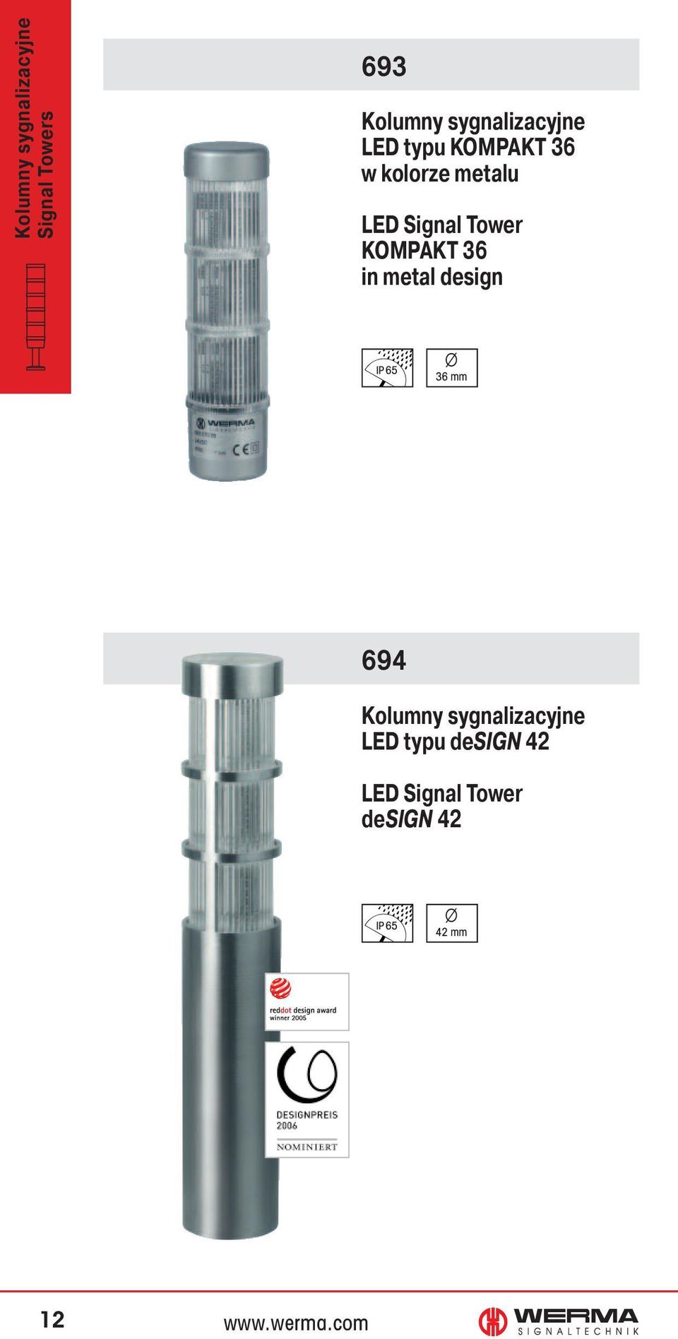 Signal Tower KOMPAKT 36 in metal design Ø 36 mm 694