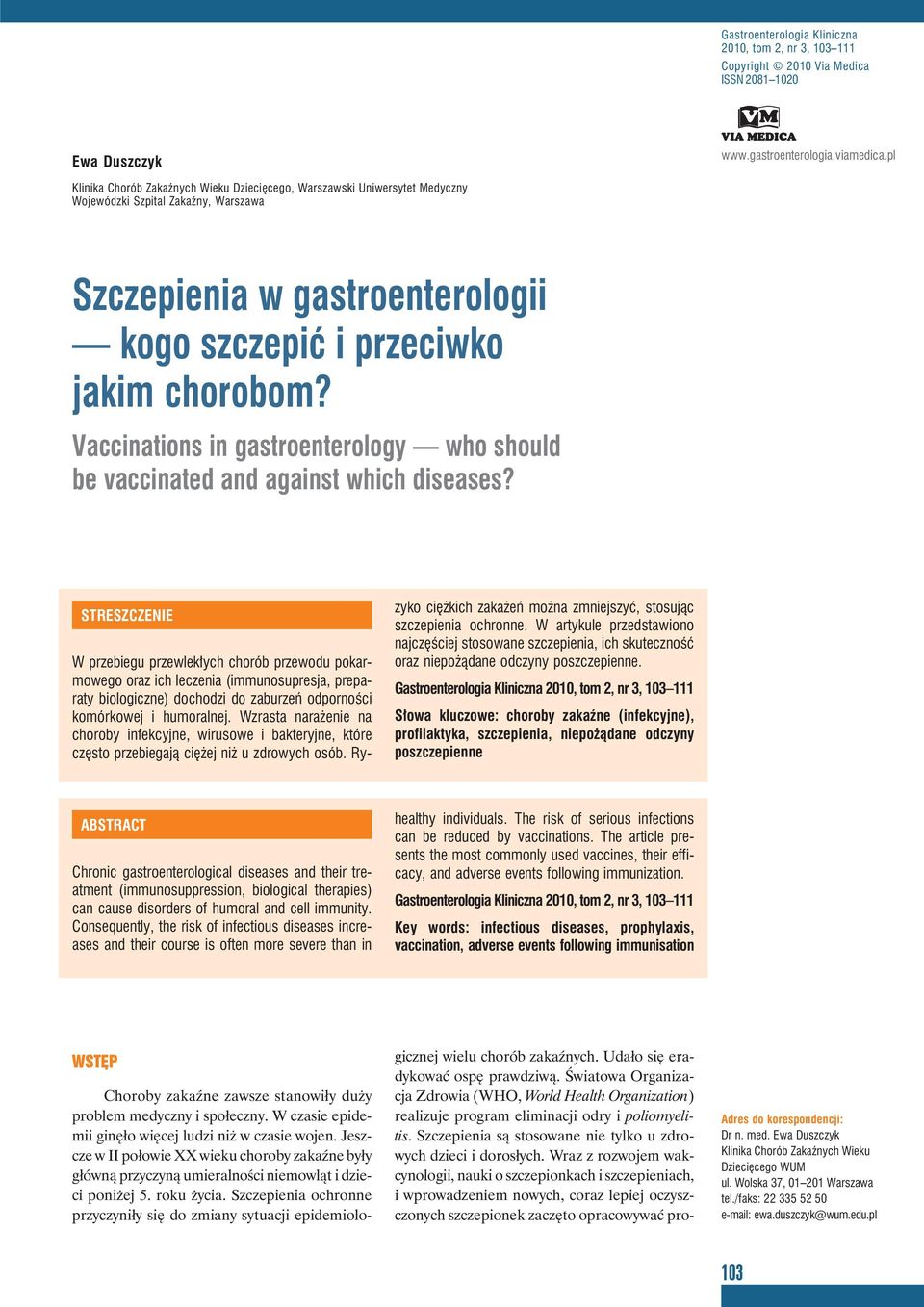 Vaccinations in gastroenterology who should be vaccinated and against which diseases?