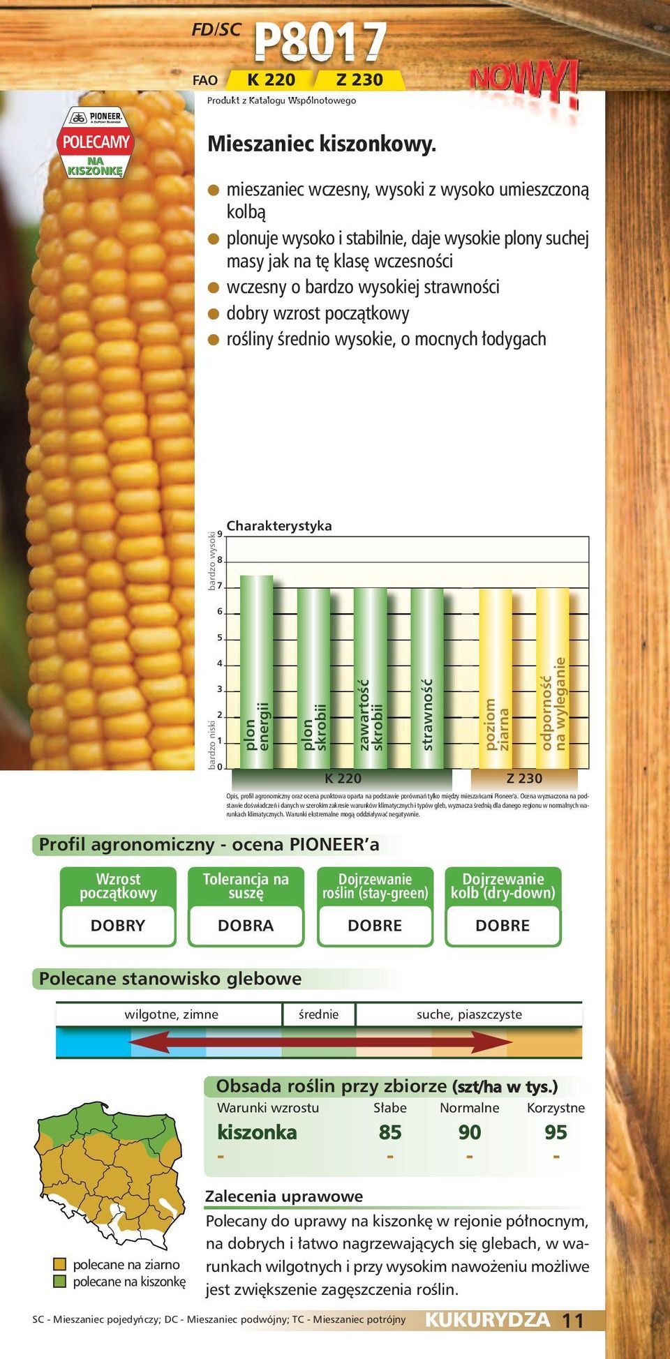 dobry wzrost rośliny średnio wysokie, o mocnych łodygach i K i poziom Z roślin (stay-green) kiszonka - - - - Polecany do uprawy na kiszonkę w rejonie