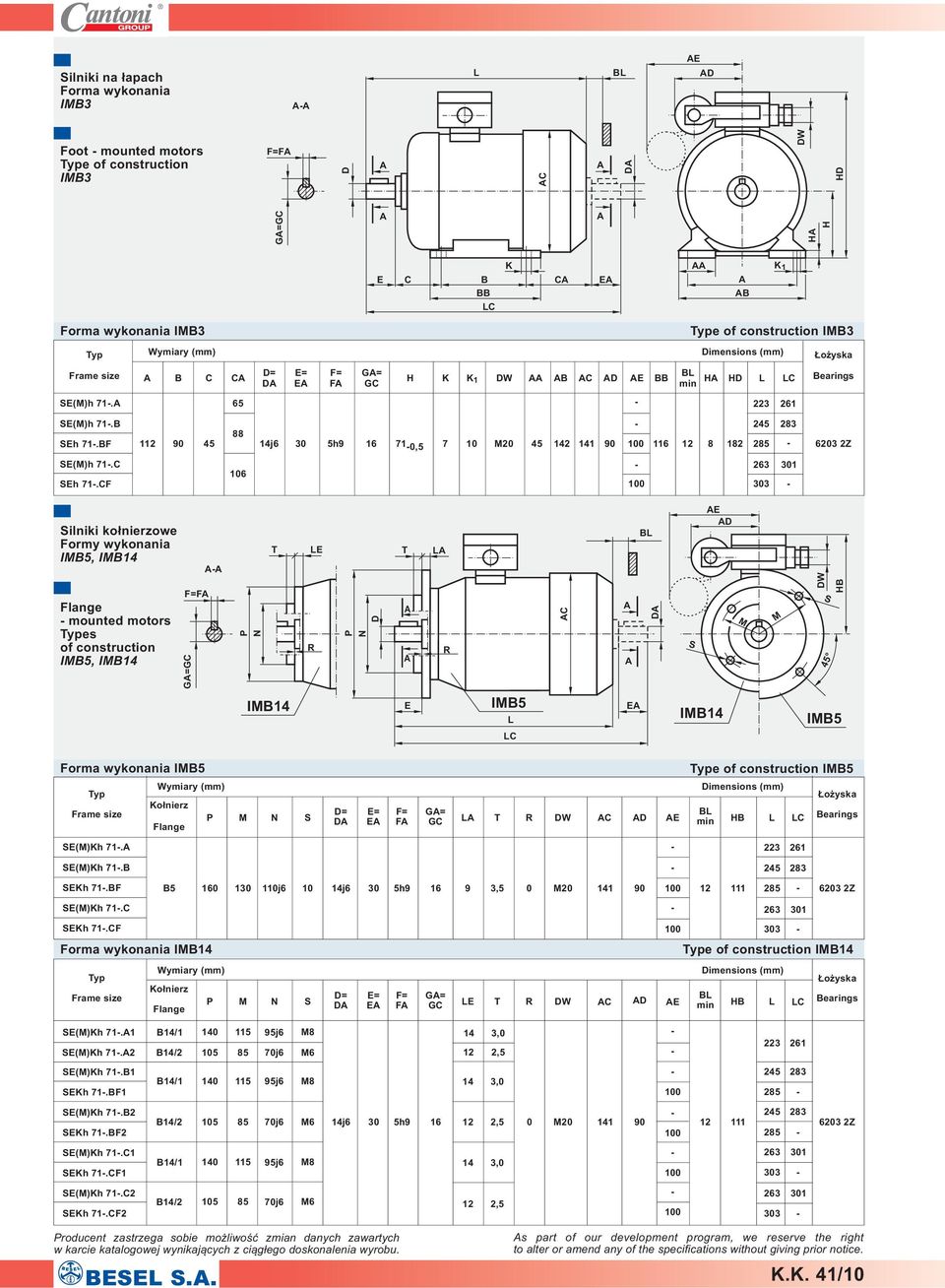 CF 106 263 301 303 ilniki ko³nierzowe Formy wykonania, IB mounted motors es of construction, IB F G= C IB IB Forma wykonania e of construction = G= F C ()Kh 71. 223 261 ()Kh 71.B Kh 71.BF ()Kh 71.