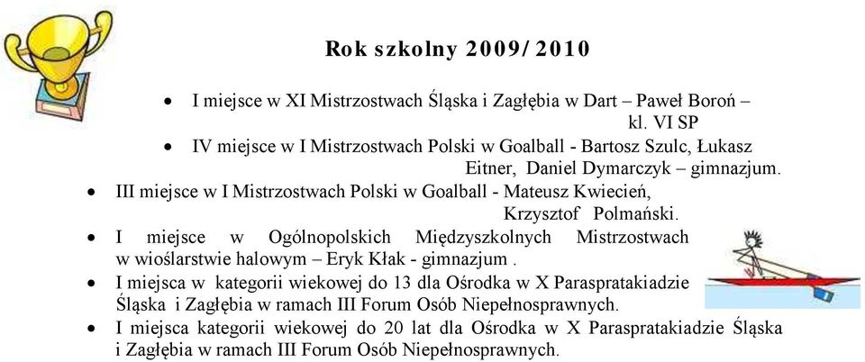 III miejsce w I Mistrzostwach Polski w Goalball - Mateusz Kwiecień, Krzysztof Polmański.