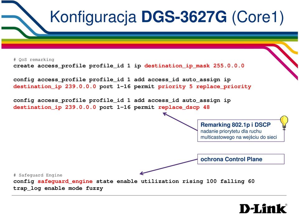 0.0.0 port 1-16 permit replace_dscp 48 Remarking 802.