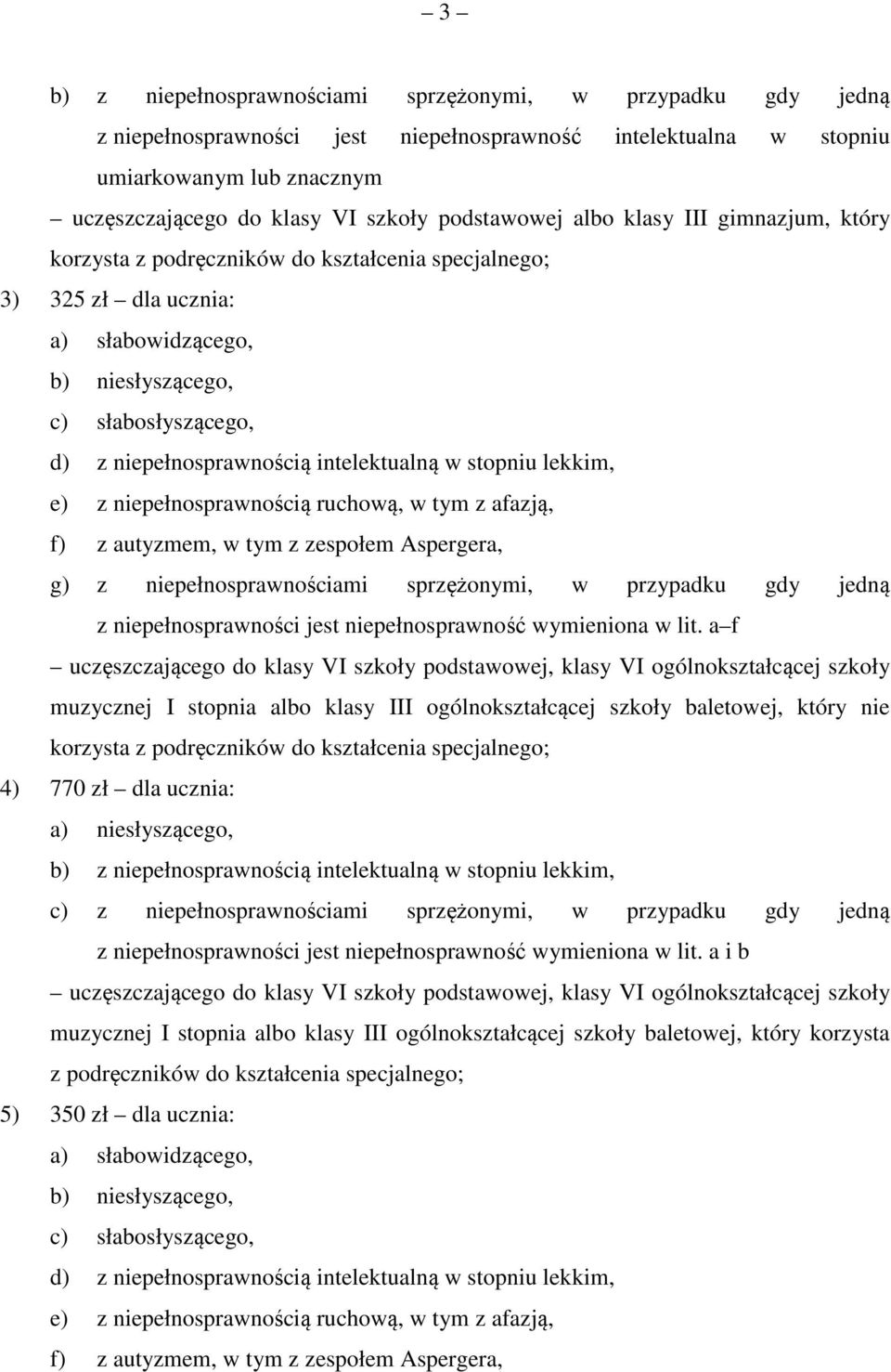 intelektualną w stopniu lekkim, e) z niepełnosprawnością ruchową, w tym z afazją, f) z autyzmem, w tym z zespołem Aspergera, g) z niepełnosprawnościami sprzężonymi, w przypadku gdy jedną z