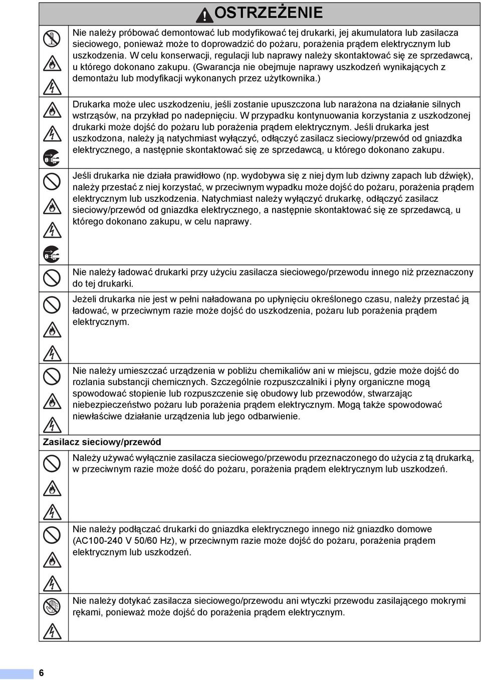 (Gwarancja nie obejmuje naprawy uszkodzeń wynikających z demontażu lub modyfikacji wykonanych przez użytkownika.