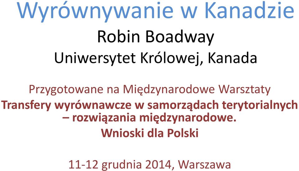 Transfery wyrównawcze w samorządach terytorialnych