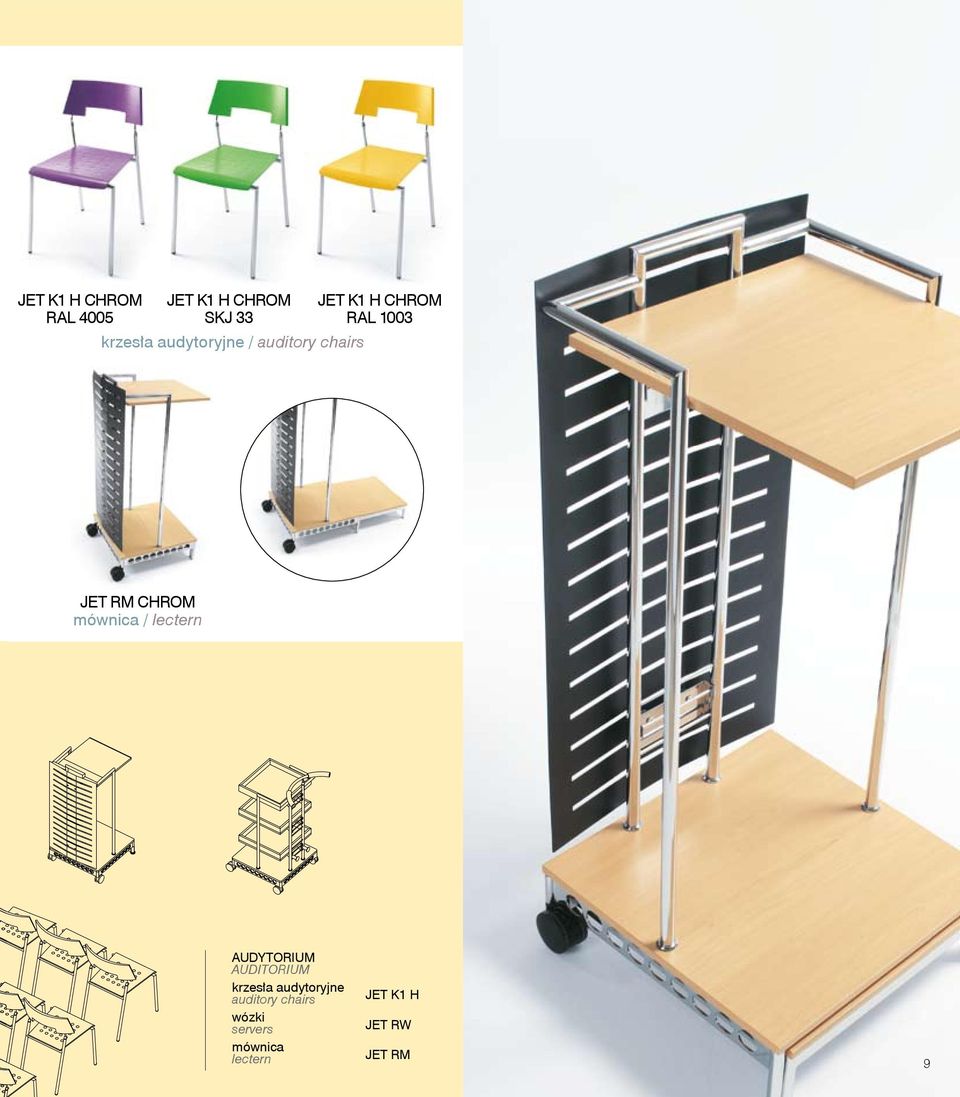 CHROM mównica / lectern AUDYTORIUM AUDITORIUM krzesła