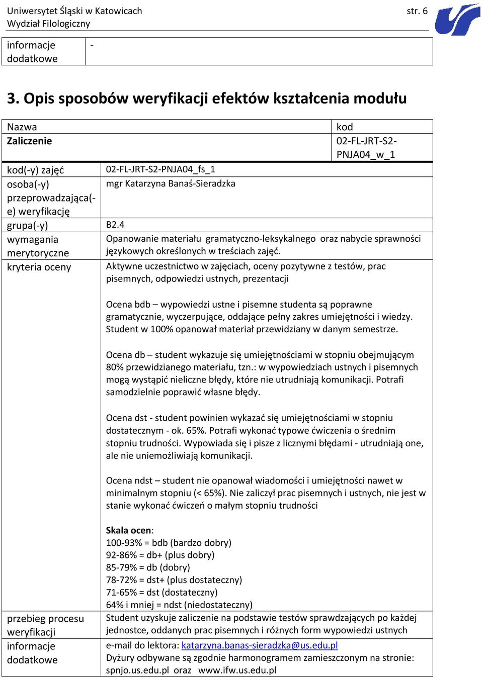 4 wymagania merytoryczne kryteria oceny PNJA04_w_1 Opanowanie materiału gramatyczno-leksykalnego oraz nabycie sprawności językowych określonych w treściach.