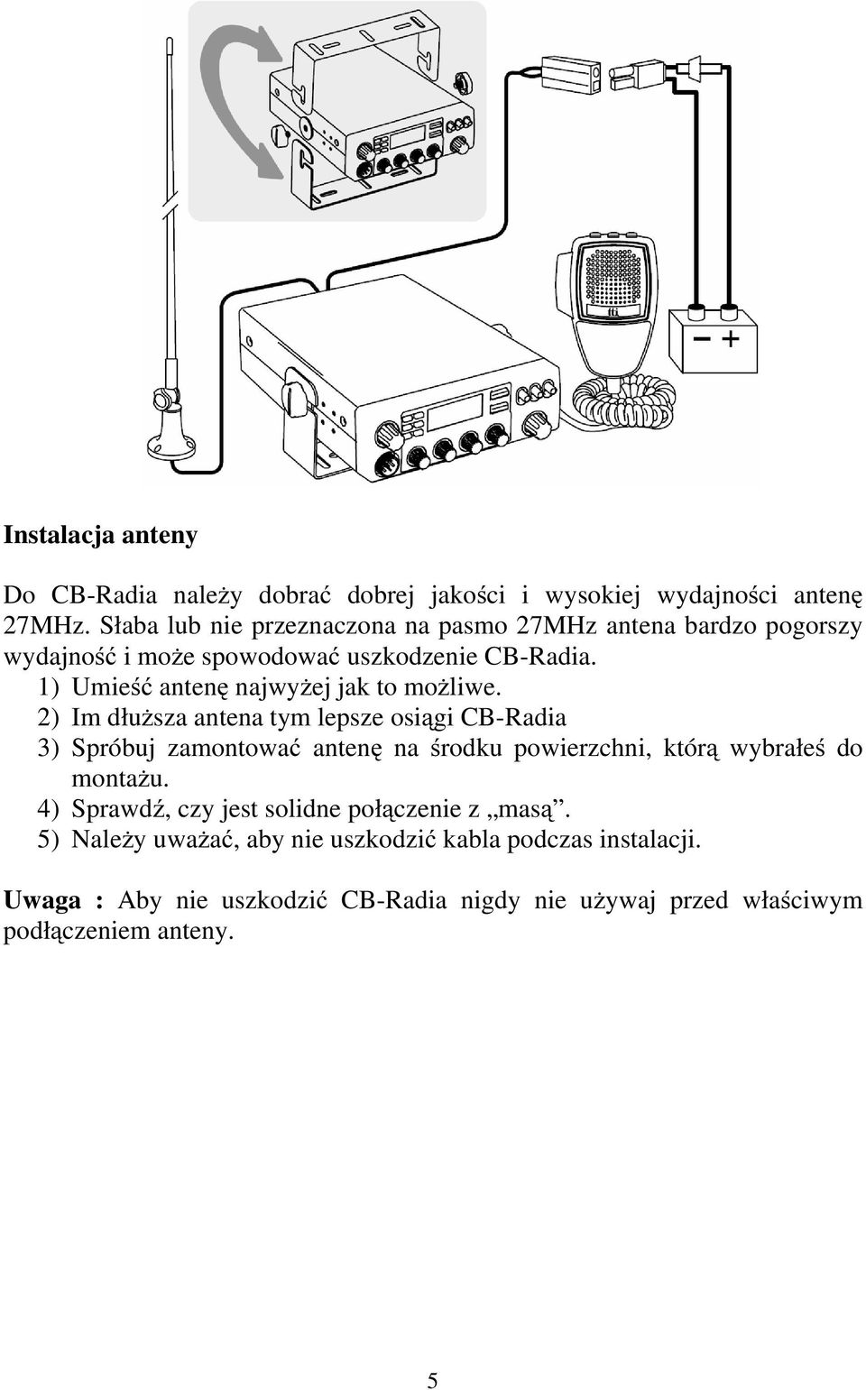 1) Umieść antenę najwyŝej jak to moŝliwe.