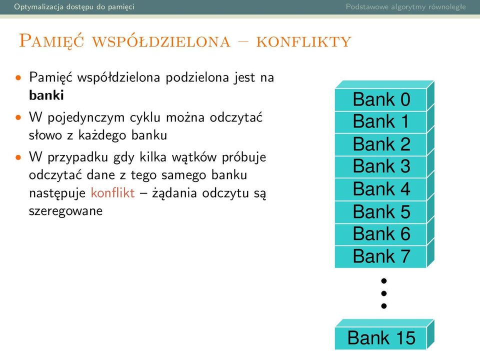 wątków próbuje odczytać dane z tego samego banku następuje konflikt żądania