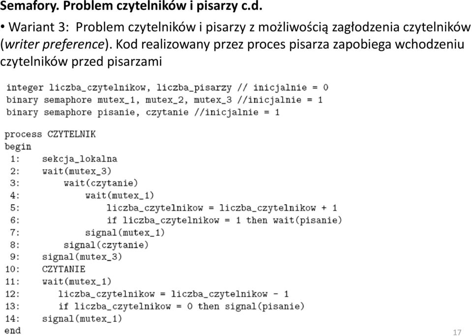 zagłodzenia czytelników (writer preference).