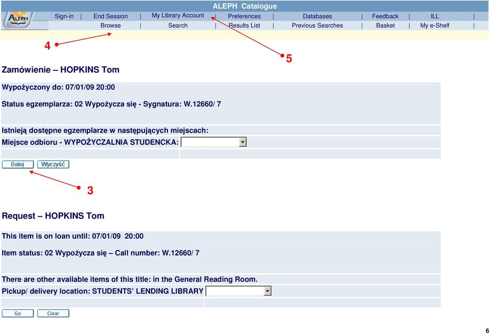 12660/ 7 Istnieją dostępne egzemplarze w następujących miejscach: Miejsce odbioru - WYPOŻYCZALNIA STUDENCKA: 3 Request HOPKINS Tom This