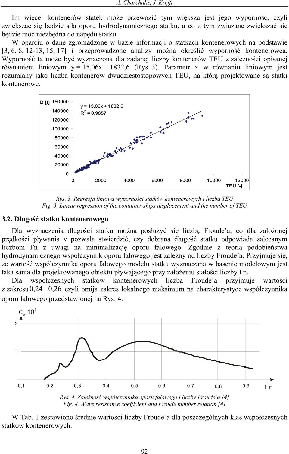 nap du statku. W oparciu o dane zgromadzone w bazie informacji o statkach kontenerowych na podstawie [3, 6, 8, 12-13, 15, 17] i przeprowadzone analizy mo na okre li wyporno kontenerowca.