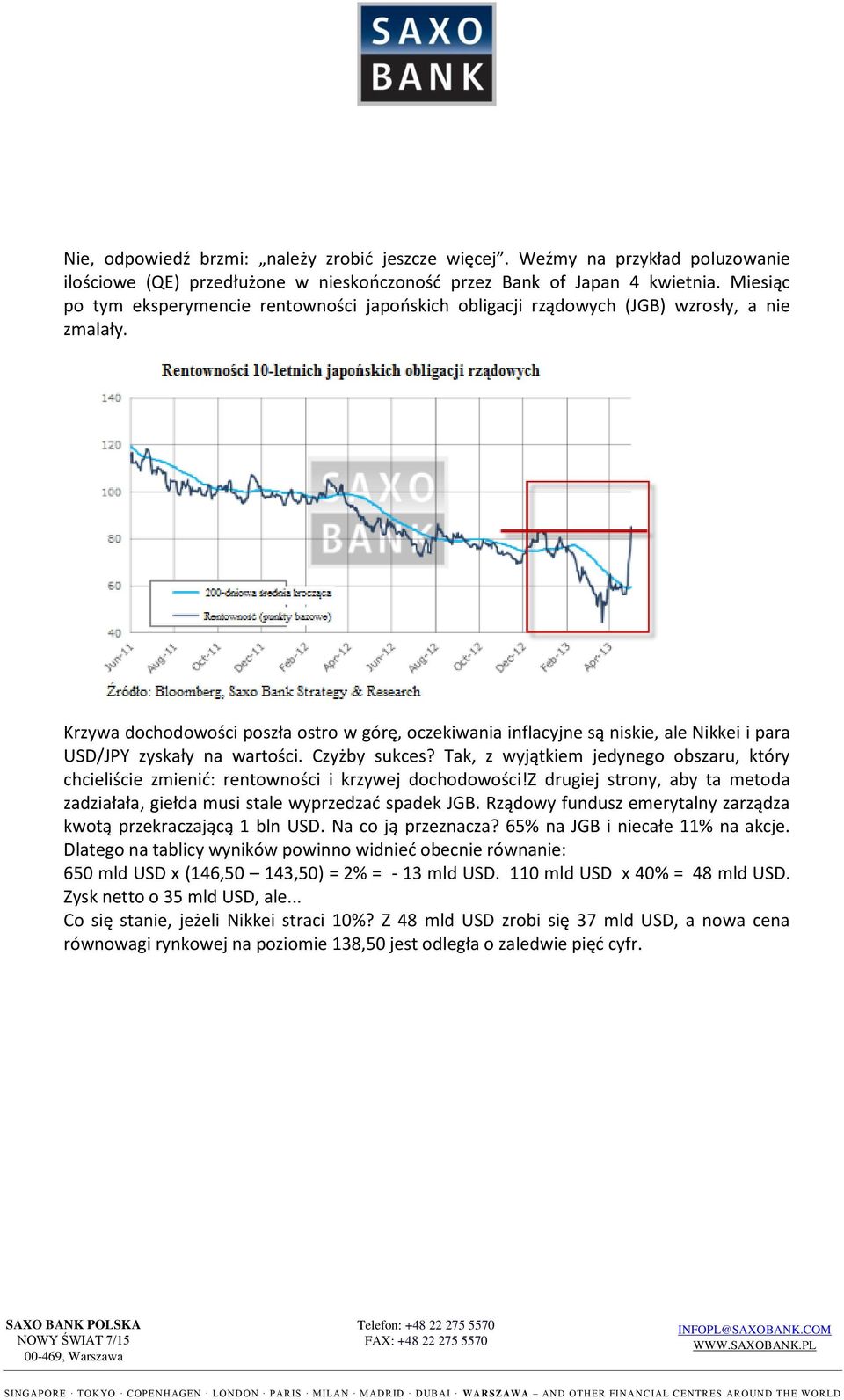 Krzywa dochodowości poszła ostro w górę, oczekiwania inflacyjne są niskie, ale Nikkei i para USD/JPY zyskały na wartości. Czyżby sukces?